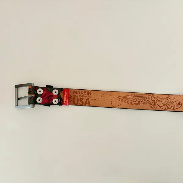 Unisex JON WYE Leather Floral Belt Western Retro Made in USA Men‎ Women 46.5" - Image 9