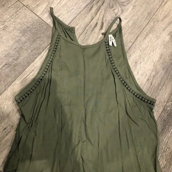 NWT Mudd Womens Small Tank Top Olive‎ Green Dress Midi Knee Length - Image 3