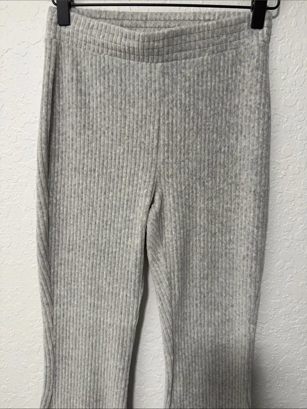 AERIE Grey Ribbed Flared Pants Size XS Short - Image 5