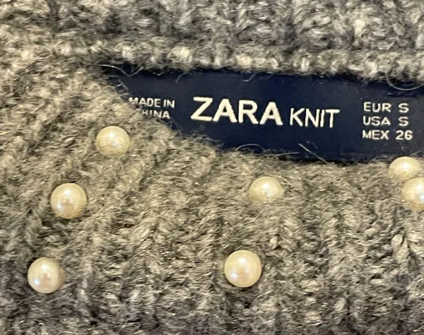 ZARA Pearl Embellished Cropped Sweater - Image 3