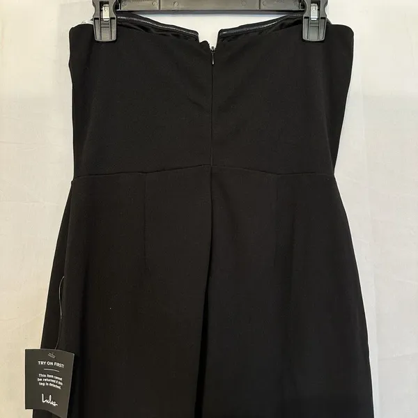 Lulu's Strapless Jumpsuit Size Medium Black Romper Staple Piece‎ Wide Leg NWT - Image 4