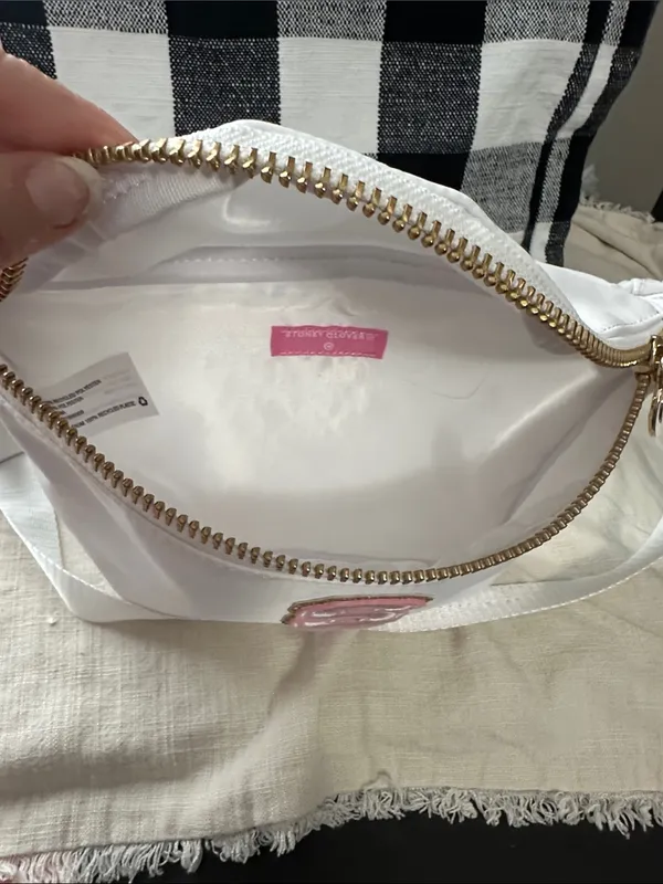 White Crossbody Belt Bag with Pink 'S' Patch by Stoney Clover Ln NEW - Image 5