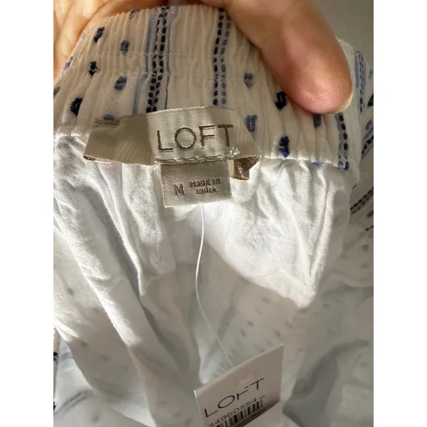 NWT loft clip tiered pull on mini skirt‎ white blue size m - Image 4