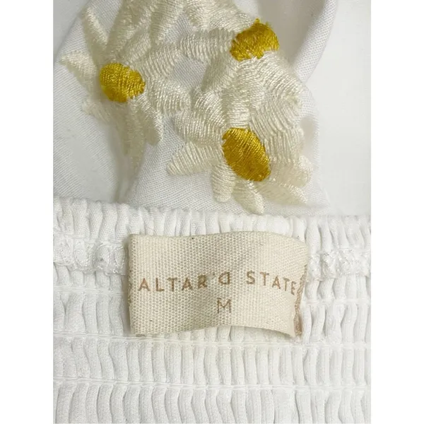 Altar’d State Daisy Embroidered Babydoll Mini Dress White Puff Sleeve Sz Medium - Image 8
