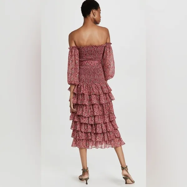 Likely Mitzie Midi Dress Tibetan Red Multi Size 12 - Image 2