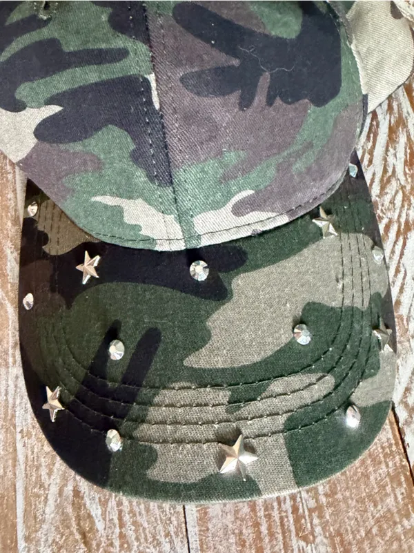 ⭐️Camo Studded Adjustable Baseball Cap ⭐️ 🆕 Green - Image 3