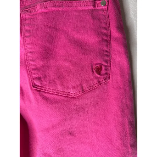 Judy Blue Hot Pink Heart Edition Wide Leg Raw Hem‎ Pants size 11/30 - Image 6