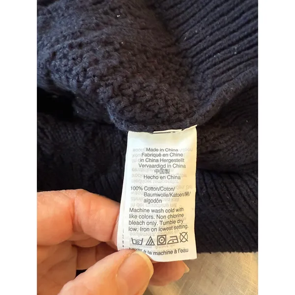 J.Crew Mercantile Long Sleeve Cable Knit Pullover Sweater Blue Women's Medium - Image 4