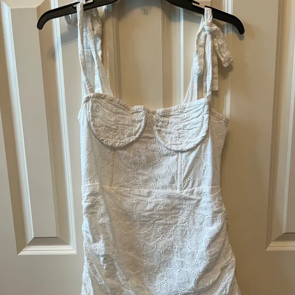 Lioness White Crochet Detail Bustier Dress - Image 2