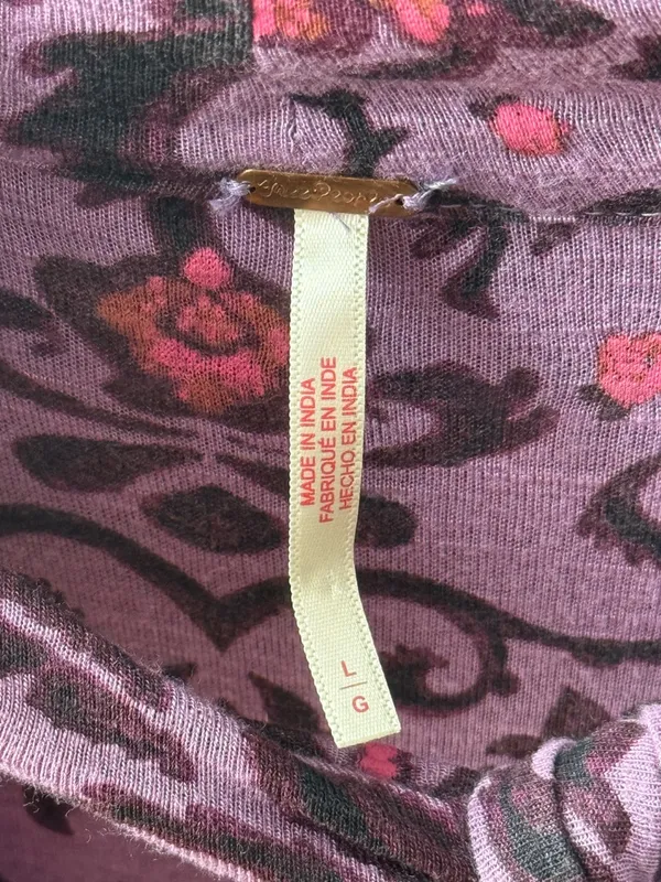 Free People Printed Bridgette Tunic Top in Purple Floral - Image 4