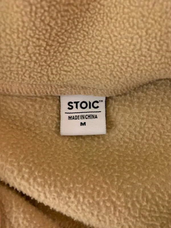 Stoic Tan Fleece Pullover Jacket Snap Neck Cozy‎ Outdoor Casual Warm Medium - Image 4