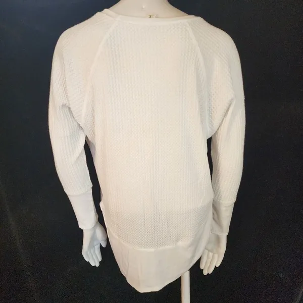 Lazy Sundays White Waffle Knit Long Sleeve Top (S) - Image 5