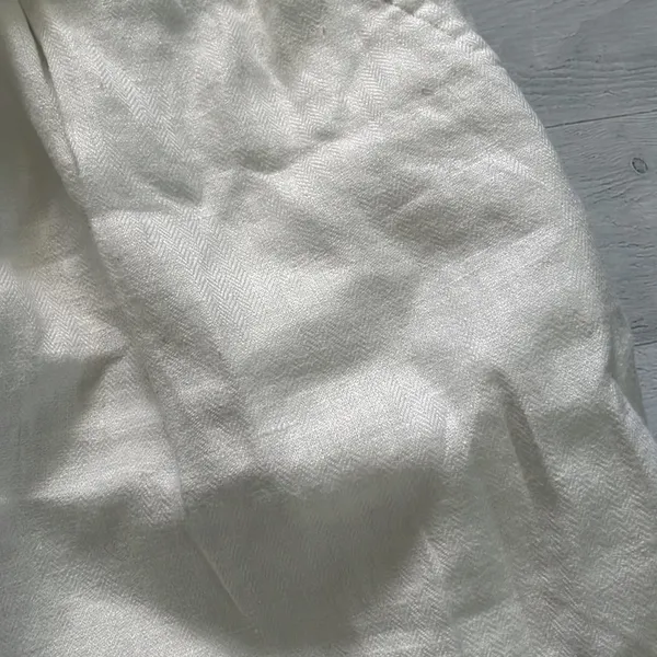 LOFT 100% Linen White High Waist Belted Skirt Size L - Image 3