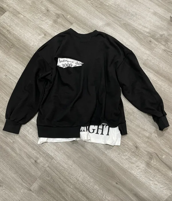 Graphic Black Oversized Crewneck Sweatshirt - Image 3
