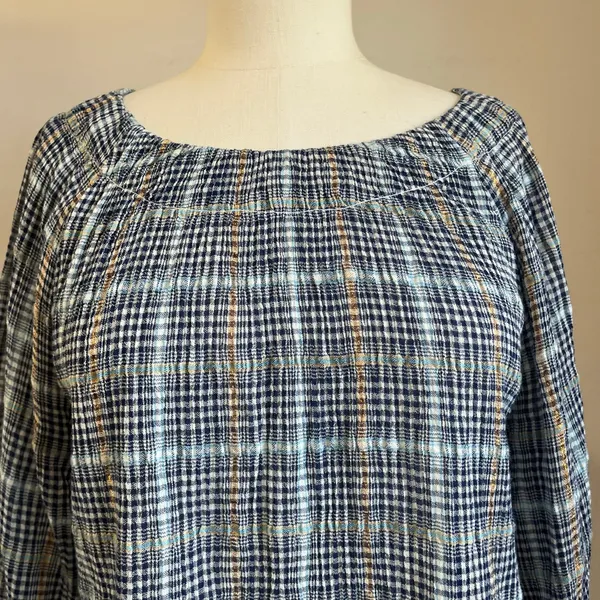 Anthro‎ Pilcro Shari Plaid Smocked Blouse Cottagecore Boho Top Sz M - Image 5