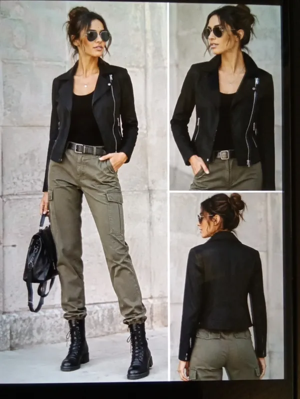 Evereve Jagger Moto Jacket Line Blend Black Shoukder Pads Womens Size Xs - Image 2