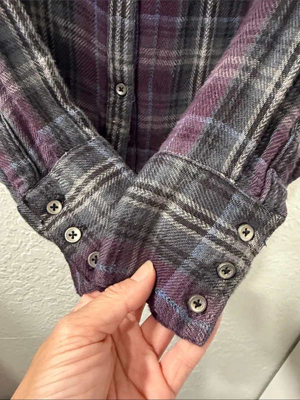 Free People Joplin Plaid Button Down Shirt Size Small - Image 9