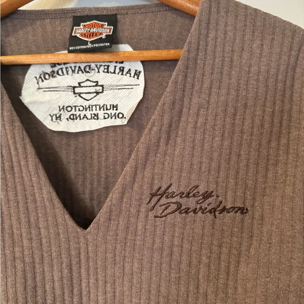 Harley Davidson Embroidered Logo Long Sleeve Shirt Size L Huntington‎ New York i - Image 2