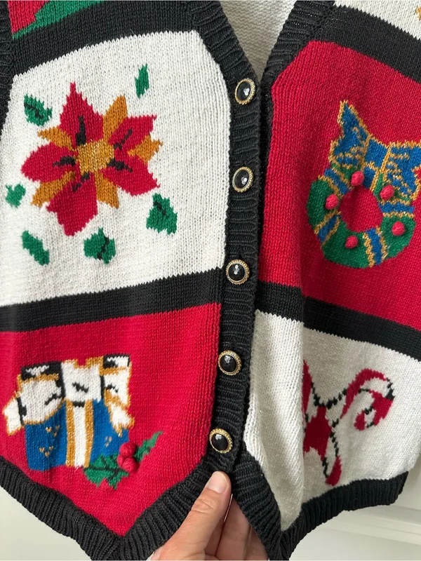 Vintage The Villager Christmas Knitted Sweater Vest Size L - Image 5