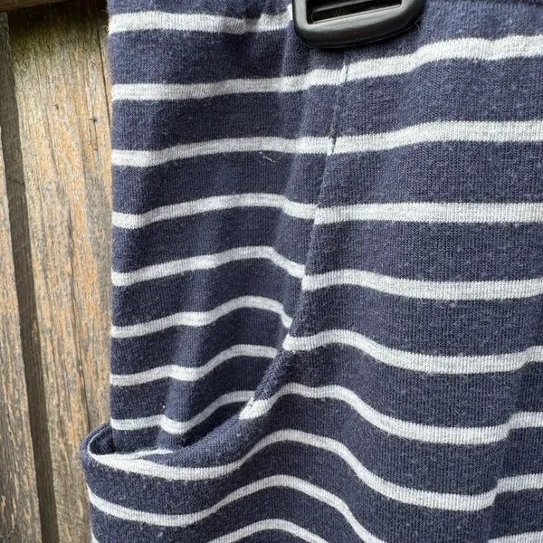 Striped Knit Mini Skirt - Navy Blue and White, Drawstring Waist, Casual - Image 3