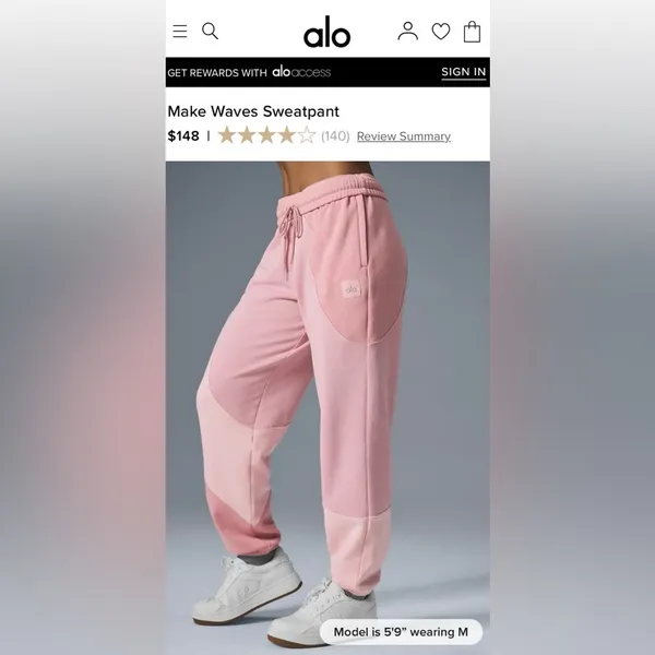 ALO Yoga NWOT Make Waves Sweatpants Sunset Pink Tonal Special Edition color M - Image 4
