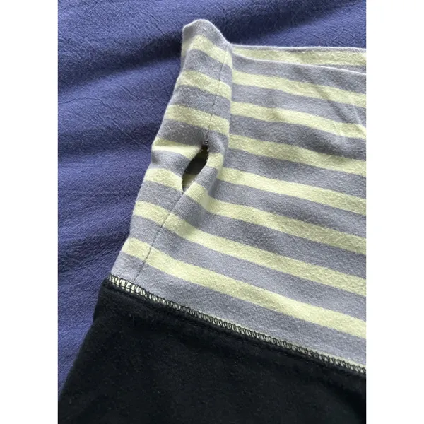 Mossimo Supply Co Womens Black Leggings Striped Fold Over Waist Size Medium - Image 3