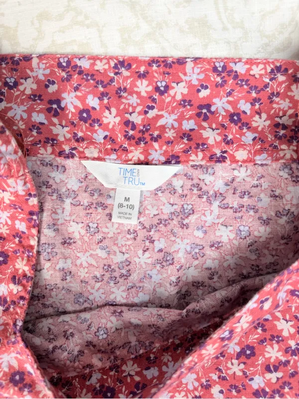 Time and Tru Pink Floral Square-Neck Puff Sleeve Blouse - Image 5