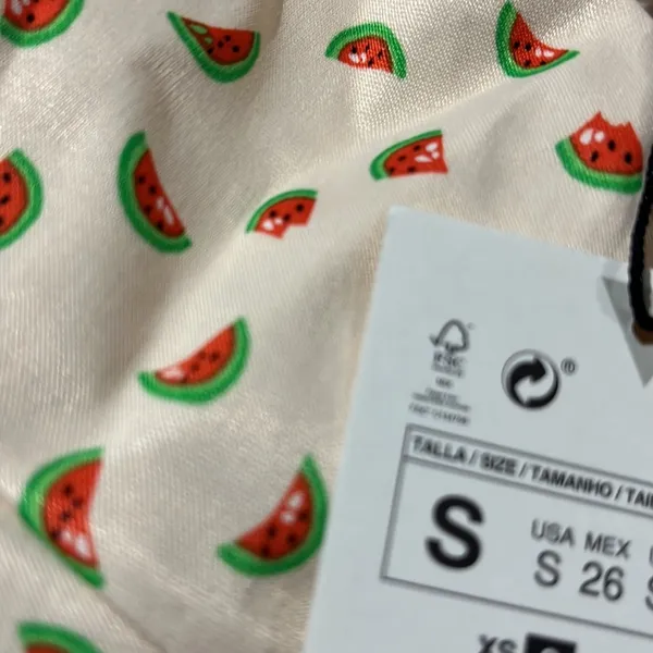 NWT ZARA SATIN EFFECT CROP TOP Bloggers Fav Watermelon Print Tie Back - Image 10