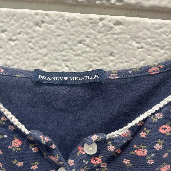 Brandy Melville Blue Floral Mini Dress one size - Image 4