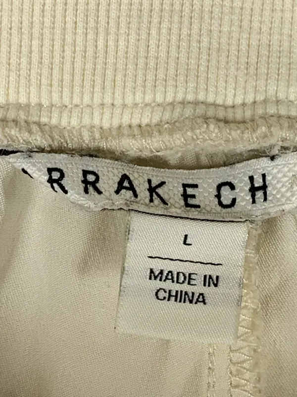 Marrakech Silky Jogger Pants Large Cream Lightweight Relaxed Pull On - Image 9