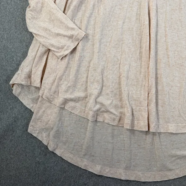 We The Free Free People Women's Medium Peach High Low Pleated 3/4 Sleeve Top - Image 3