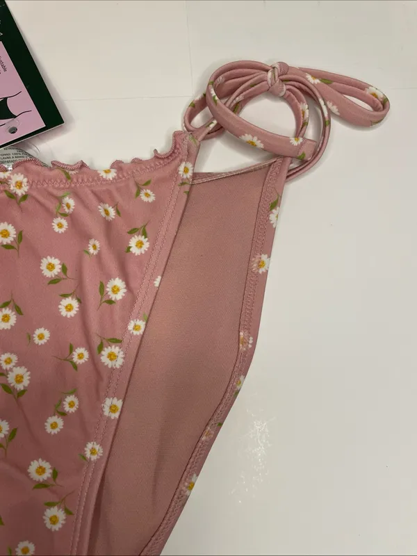 Wild Fable Pink Daisy Side Tie High Leg Low Rise Cheeky Bikini Bottom XS 0-2 New - Image 6