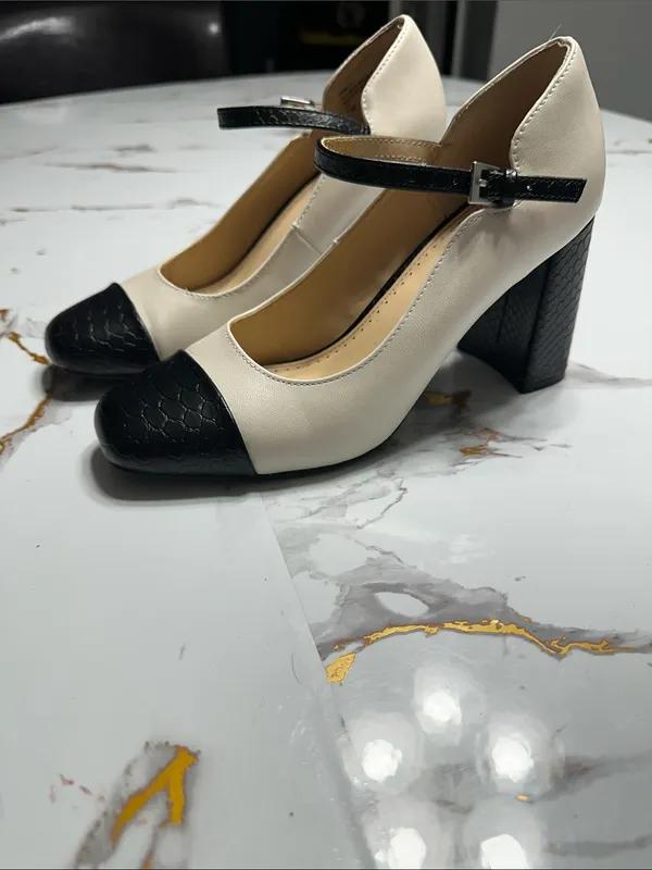 Adrienne Vittadini Two-Tone Block Heel Mary Janes - Black & Cream - Image 14