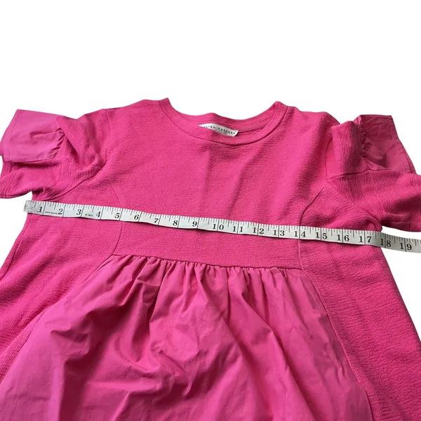 English Factory Pink Mixed Media Ruffle Sleeve Babydoll Mini Dress SY218D XS - Image 8