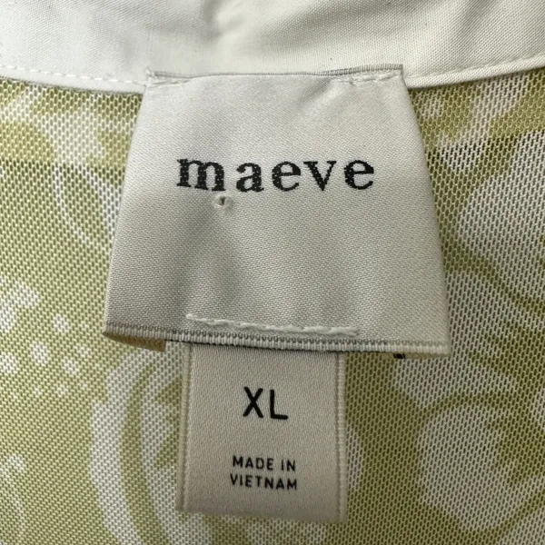 Maeve Blouse Mesh Olive Green Floral Smocked Peplum Cottagecore Boho‎ Womens XL - Image 4