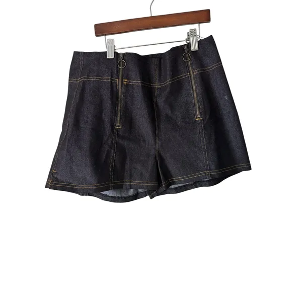 Unique Vintage Denim Shorts High Waist Stretch Black‎ w/ Pockets Size L - Image 6