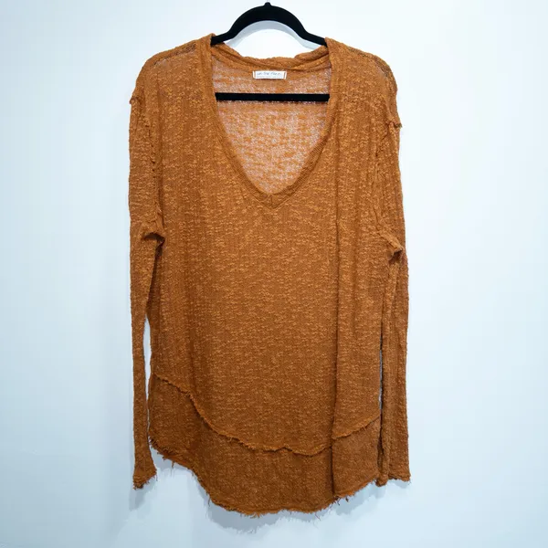 Free People We The Free Copper Orange Ocean Air Hacci Sweater Size Medium - Image 2