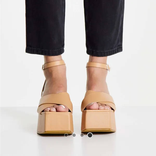 Public Desire Chunky Platform Ankle-Strap Sandal in Tan - Image 2