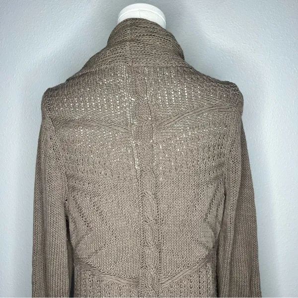 Angel of the North Anthropologie Brown Romi Cable Longline Open Front Cardigan - Image 8