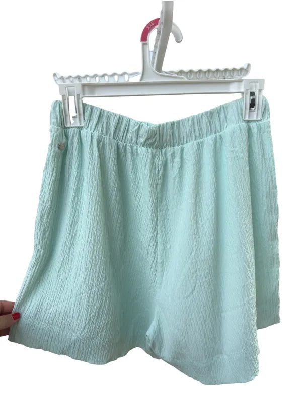 TNA Aritzia High Rise Crinkle Shorts Mint Green Pockets Size Small S Coastal - Image 7
