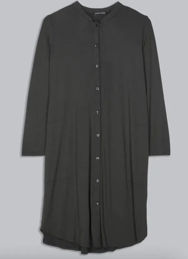 Eileen Fisher Mandarin Collar Button-Front Oversized Midi Dress - Image 2