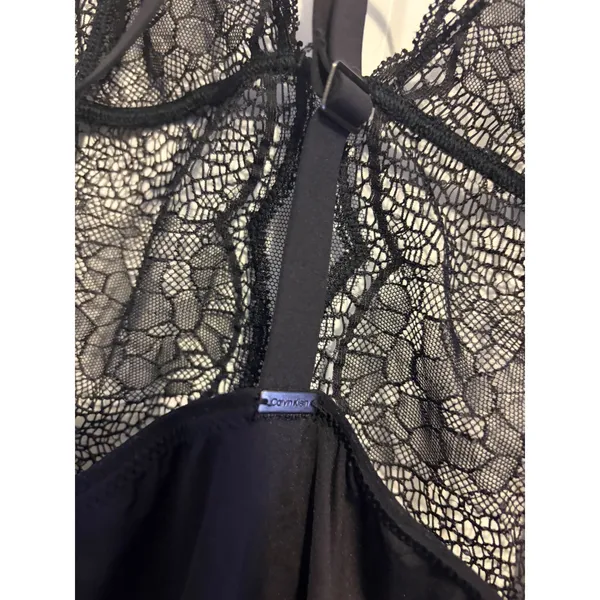 Calvin Klein Black Lace Mesh Strappy Teddy Bodysuit L XL - Image 5