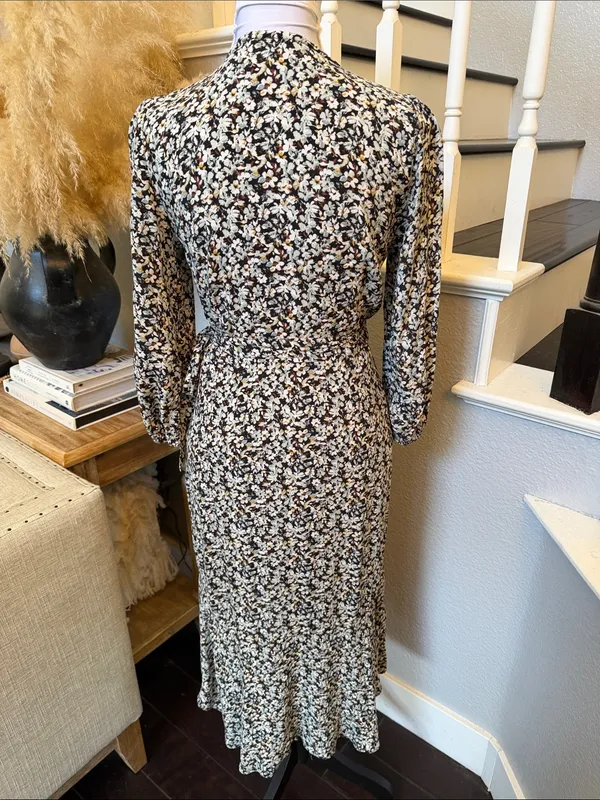 Abercrombie & Fitch Floral Wrap Midi Dress XS Long Sleeve Tiered Feminine - Image 5