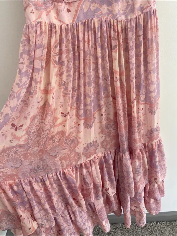 Free People Wear It Out Pink Tiered Ruffle Maxi Dress Size 4 - Image 5