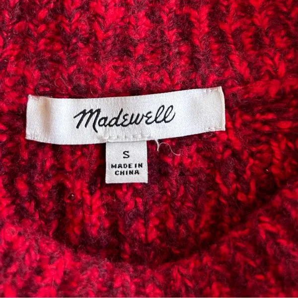 Madewell Red Ribbed Cotton-Blend Sweater Long Sleeve Crewneck Size Small - Image 3