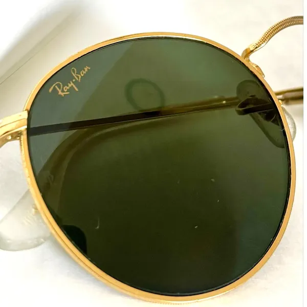 VTG 90s Ray-Ban B&L Gold Round Metal Preppy Sunglasses Fall Unisex 50mm - Image 8