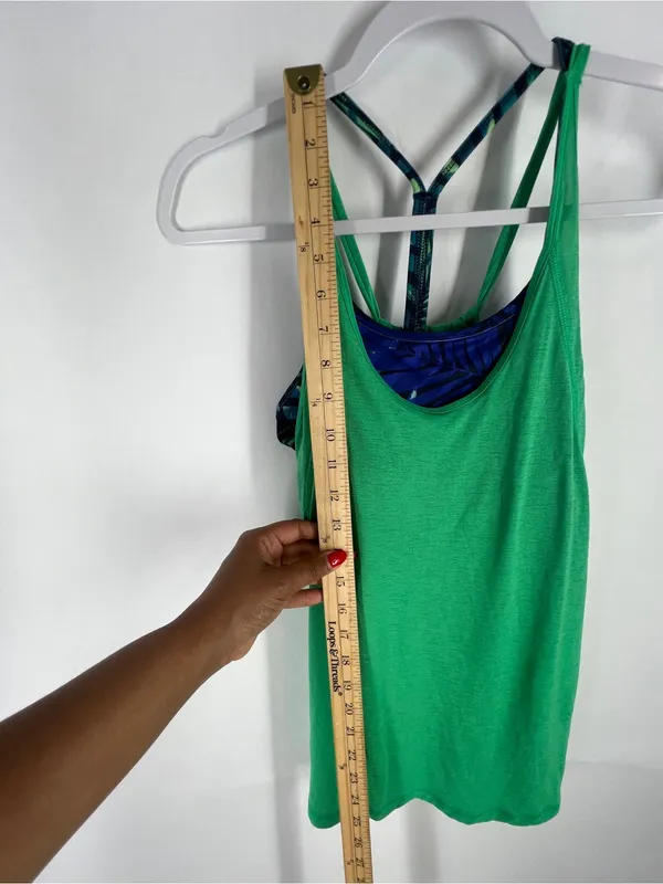 C9 by Champion Green Layered Tank with Blue‎ Strappy Sports Bra - Image 6