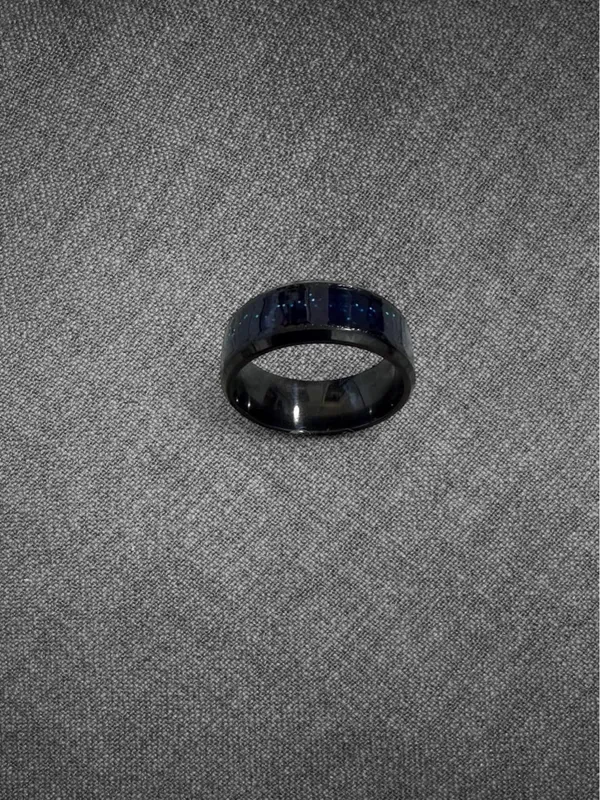 Blue Galaxy Glitter Inlay Band Ring Size 8 - Unisex - Image 6