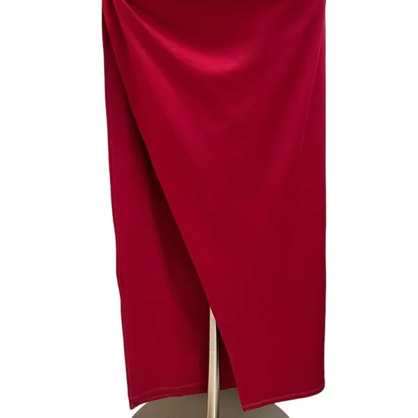 NWT NBD REVOLVE Take It All Maxi Dress Ruche High Slit in Berry Red Size S - Image 6