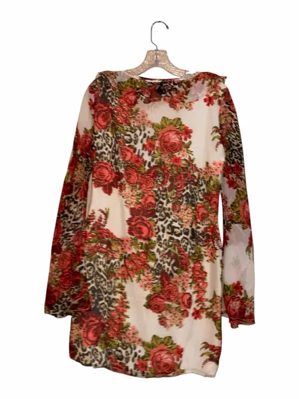 NWOT ASOS DESIGN chiffon Dress in mixed animal rose print SZ-6 - Image 4